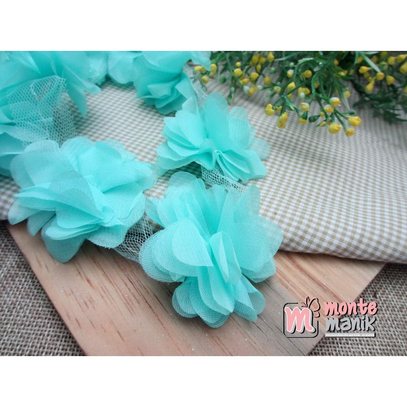 Aplikasi Bunga Frill Hijau Tosca (APB-033)