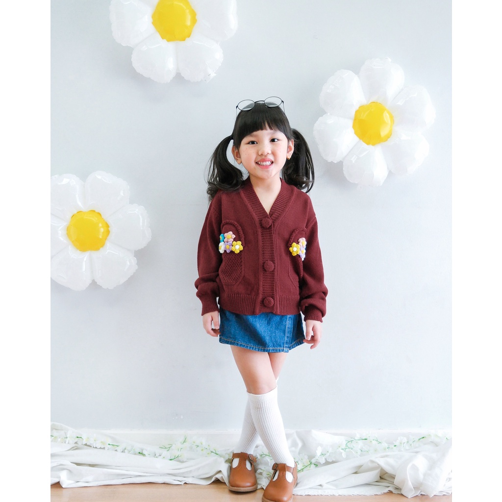 HELIE CARDIGAN | Jacket Anak Perempuan | Cardigan Knit | Outer Rajut | Cardigan Anak