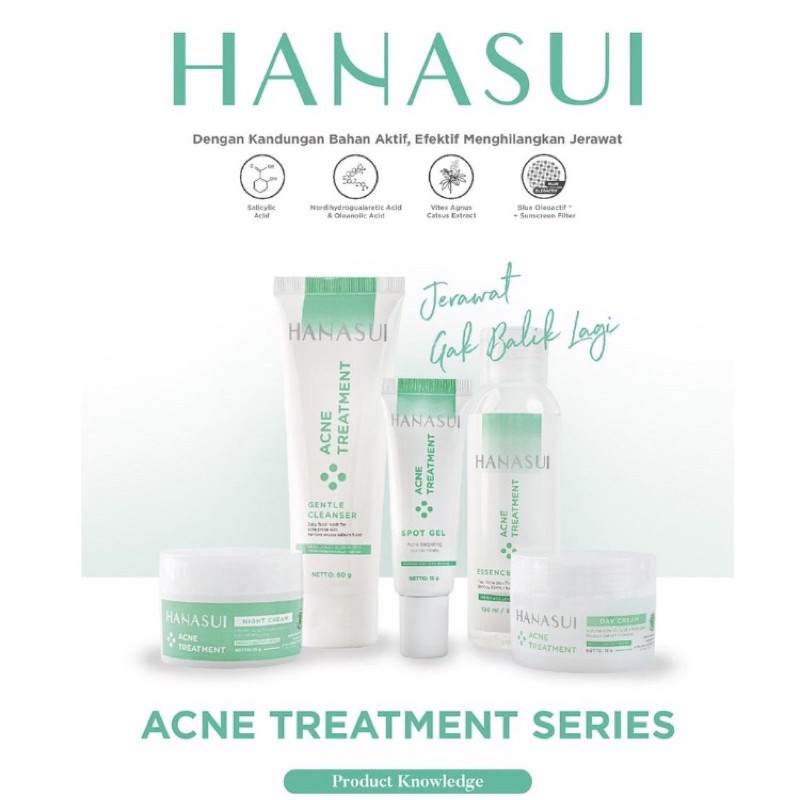 HANASUI ACNE TREATMENT Cleanser (Facial Wash/Cuci Muka) | Day Night Cream (Krim Siang Malam) |  Essence (Esen/Toner) | Spot Gel (Totolan Jerawat) | ❤ jselectiv ❤ HANASUI ACNE TREATMENT Series