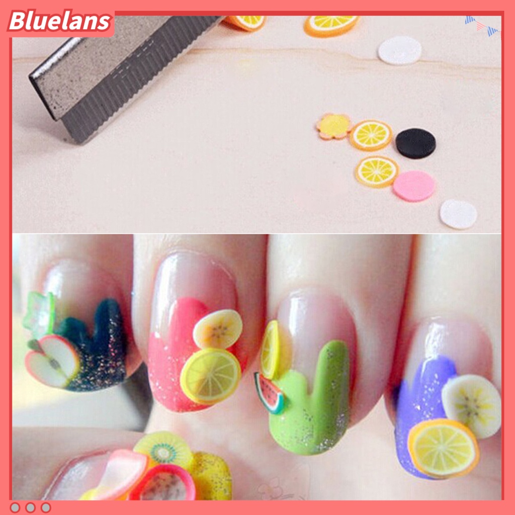 Bluelans 1000Pcs Stiker Kuku 3D Motif Buah / Bunga Bahan Keramik Untuk Nail Art