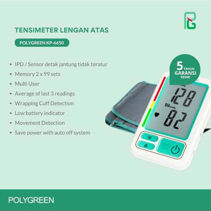 Tensi Digital Polygreen KP 6650 Tensimeter Lengan Atas Original Polygreen KP6650