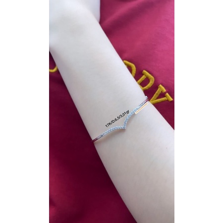 Gelang Bangle Oval Model Aurel/Fuji Emas 750/17K Mas Putih (EMAS ASLI)