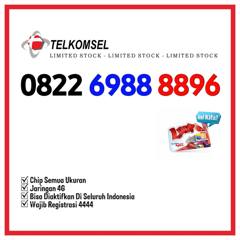 Nomor Cantik Telkomsel Simpati Loop Cermin 0822 69888896 Shopee Indonesia