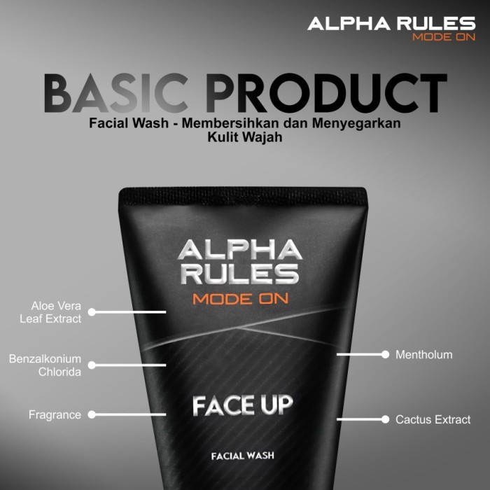 ALPHA RULES Face Up Facial Wash Sabun Cuci Muka Original 100ml