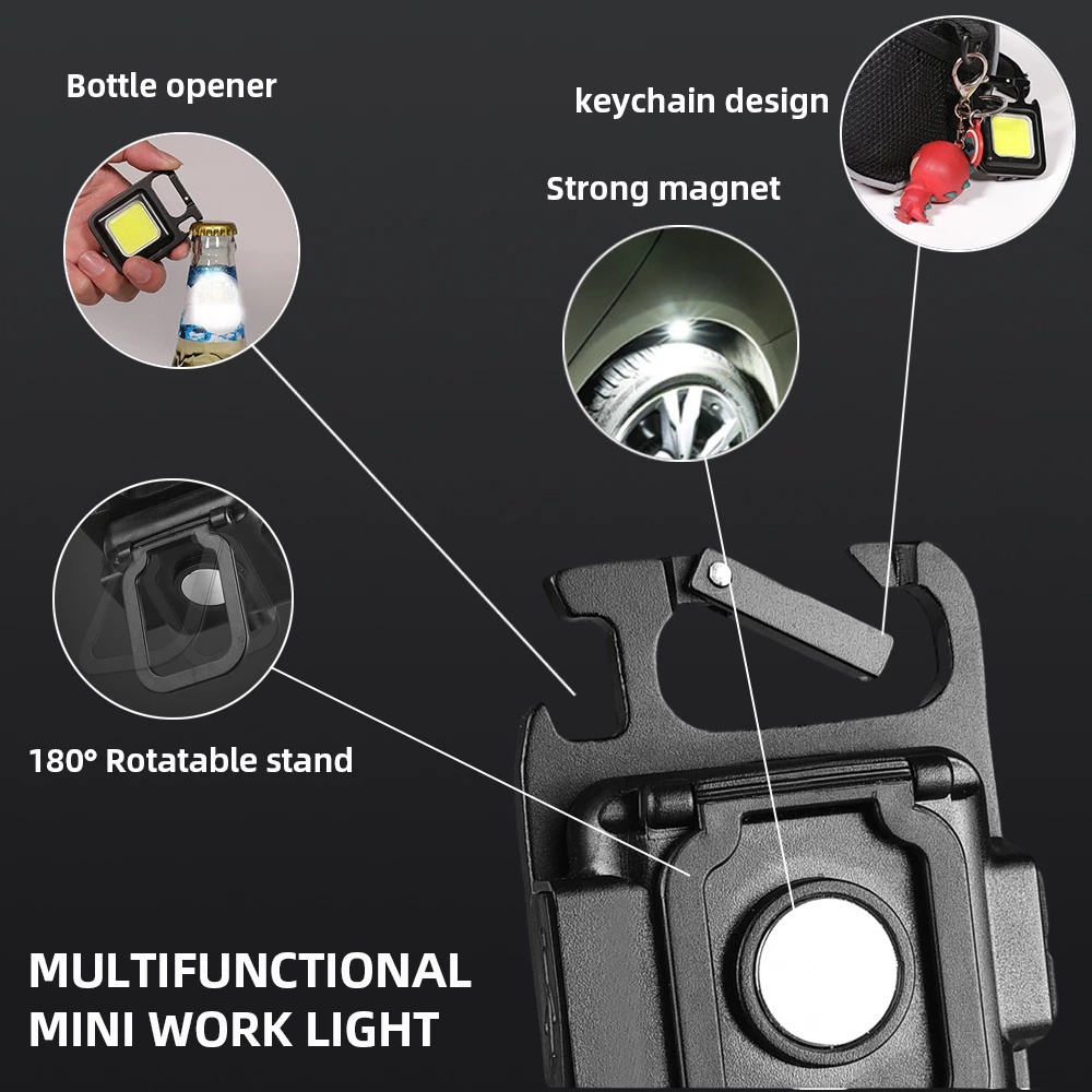 Gantungan Kunci Magnetik Mini Portable Dengan Lampu LED Terang