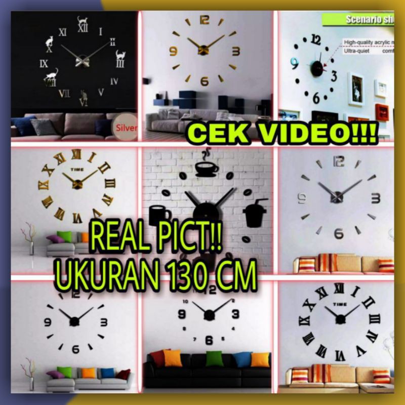 JAM DINDING BESAR RAKSASA DIY ANALOG UNIK UKURAN JUMBO 130 CM