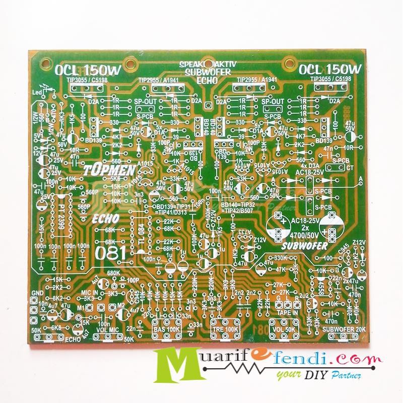 PCB Speaker Aktif Tone,Subwoofer,Echo dan Amplifier 150Watt TOPMEN