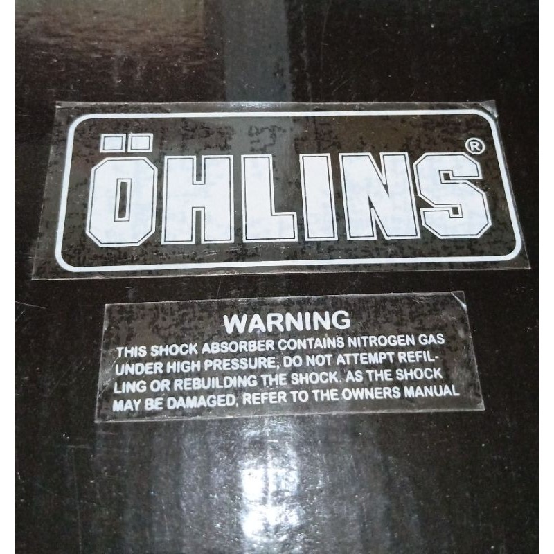 Sticker Tempelan Shockbreaker belakang atau botom Shock depan Ohlins plus warning Transparan