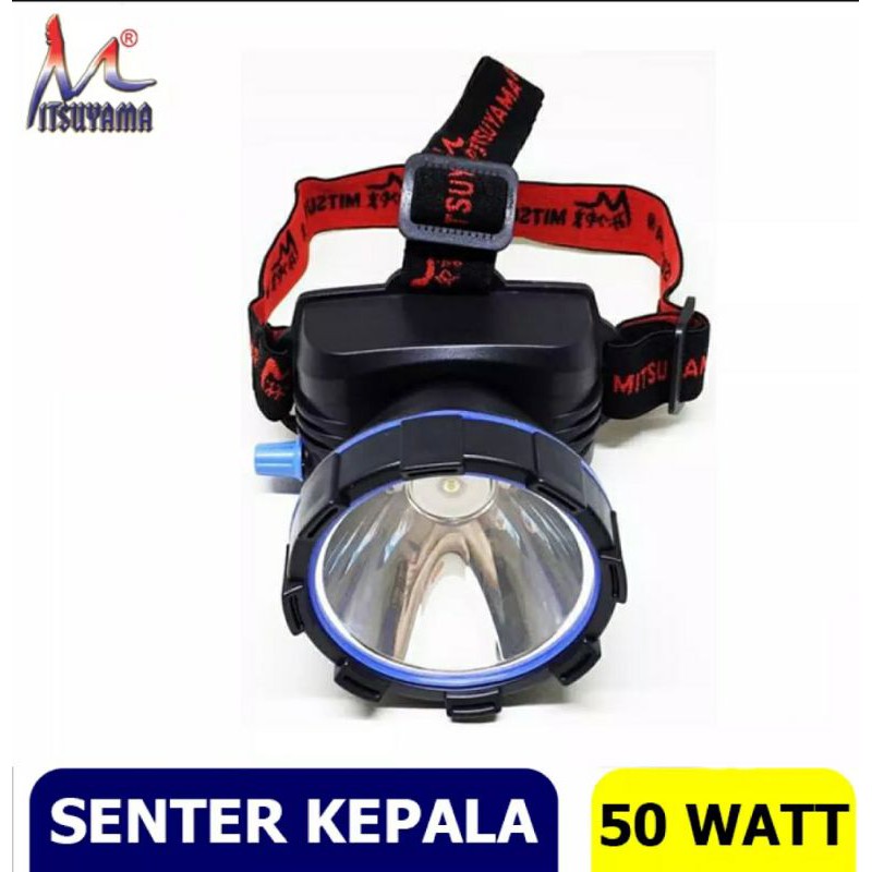 Headlamp LED 50Watt /Senter Kepala LED 50Watt Mitsuyama MS-158P Water Resistant Bonus Bohlam 5W