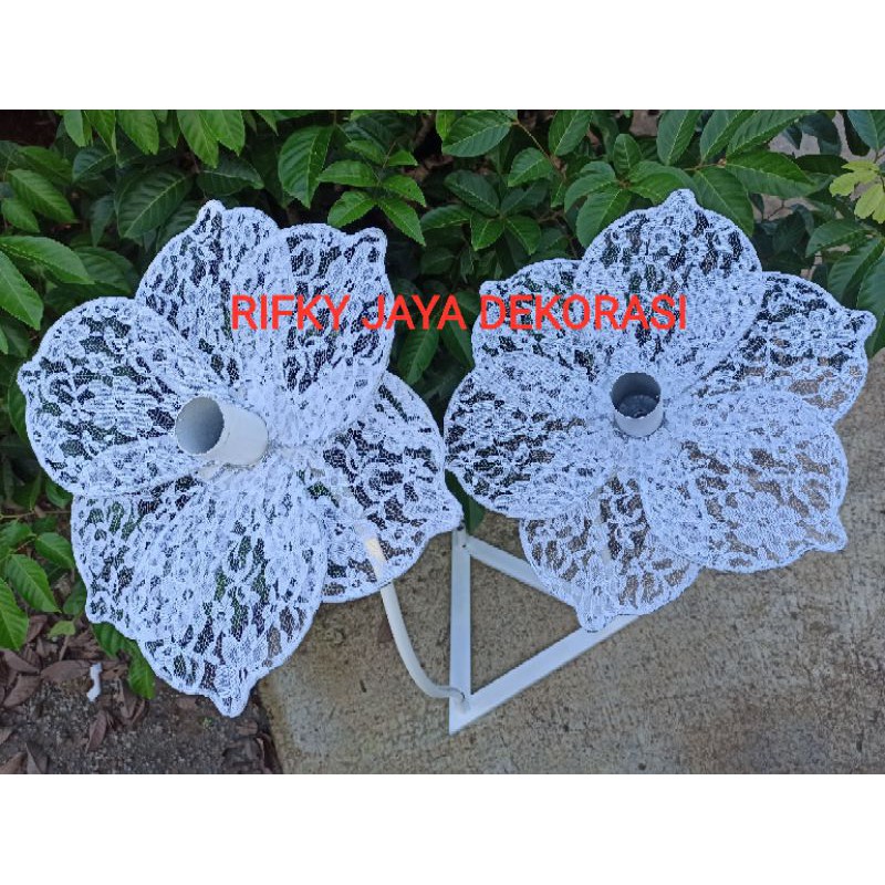 KELOPAK LAMPU/KAP LAMPU MODEL BUNGA KAMBOJA BAHAN KAIN BROKAT