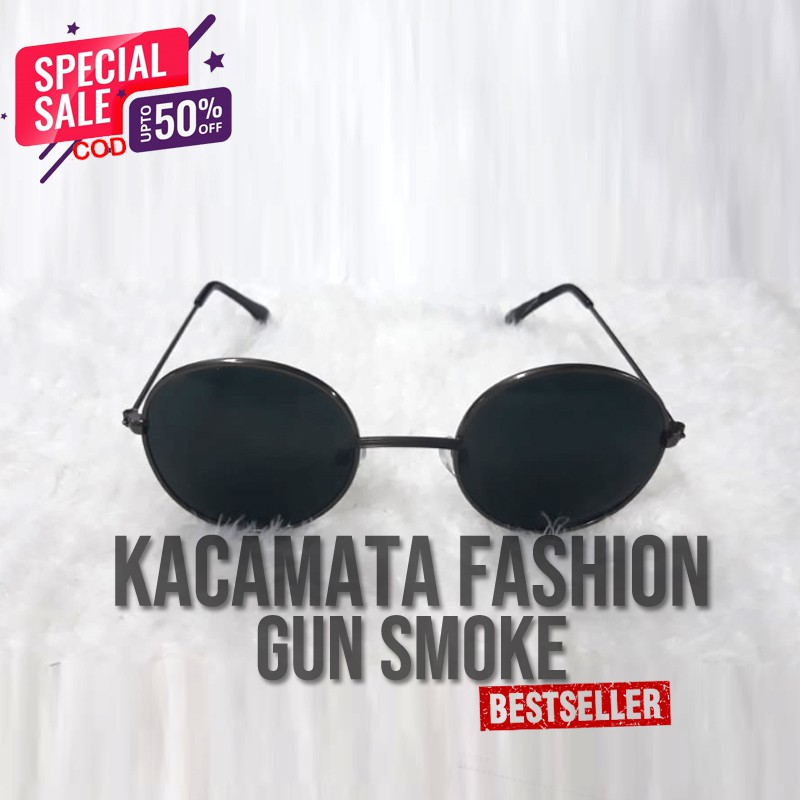 Kacamata Bulat Boboho Sunglasses Unisex Kacamata Murah Model Vintage Black Kaca mata bulat Hitam