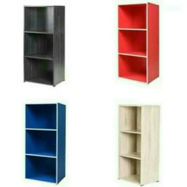  Rak  lemari buku serbaguna susun 3 tingkat minimalis  kayu 