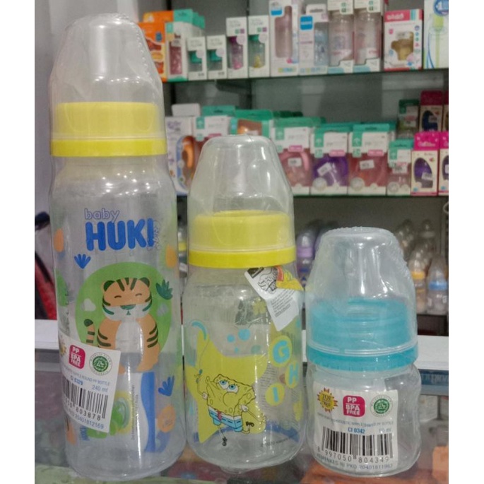 BOTOL SUSU HUKI 60ML 120ML 240ML DOT BULAT REGULAR DOT GEPENG ORTHODONTIC