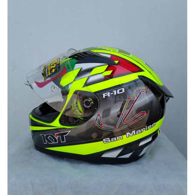 KYT R-10 FLAT SAN MARINO YELLOW FLUO/ BLACK ( CLEAR )