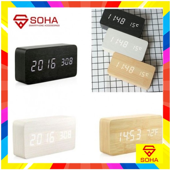 JD-03 Jam Meja digital Motif Kayu Digital Led Weker / Desain Wood Alarm LED Clock Waker Suhu temperatur