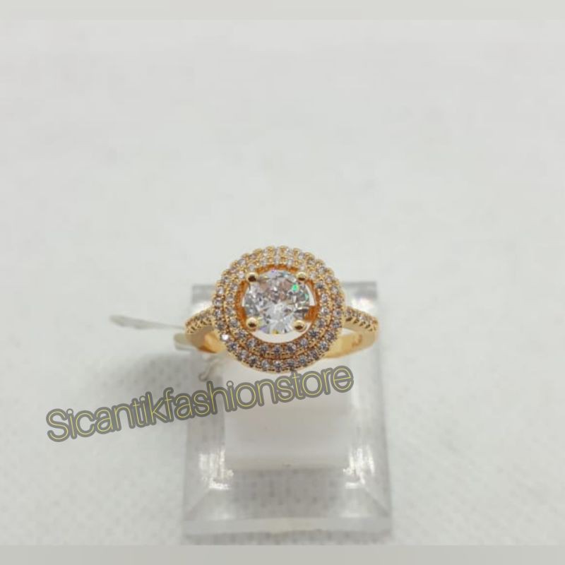 PROMO CINCIN TITANIUM PERMATA FASHION WANITA TERLARIS ANTI KARAT PERHIASAN WANITA LAPIS EMAS MEWAH