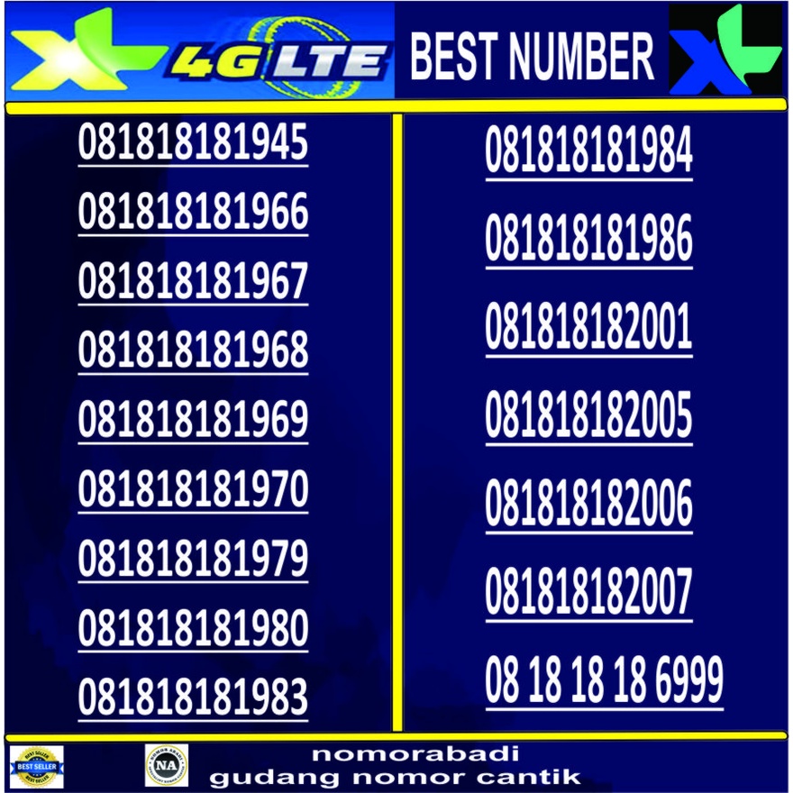 NOMOR CANTIK XL 4G 0818 1818 XXXX H2000