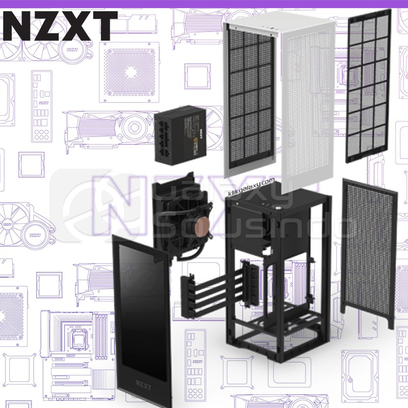 NZXT H1 White Tempered Glass Mini-ITX Gaming Case with PSU, AIO, and Riser Card