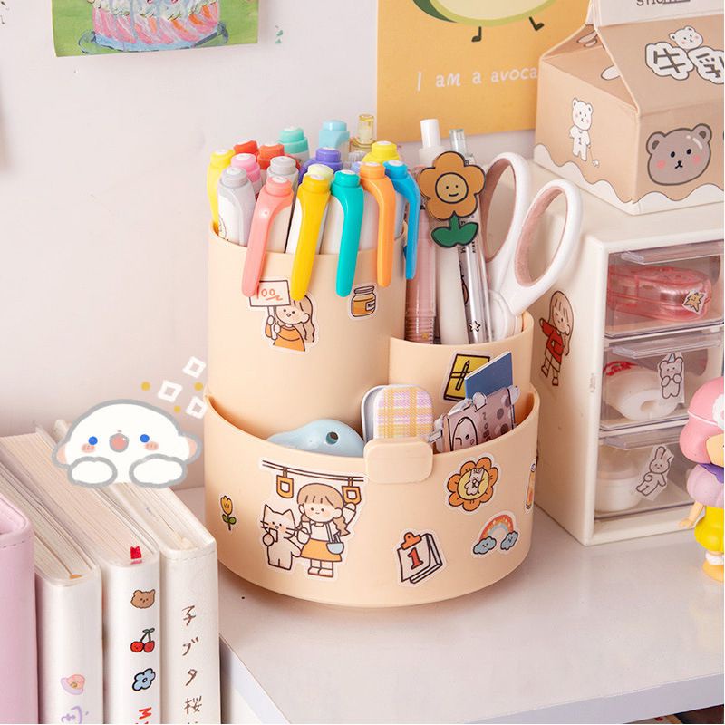 【Ready Stock！！】Rotating Pencil Holder Desktop Organizer Student Stationery Office Accessories