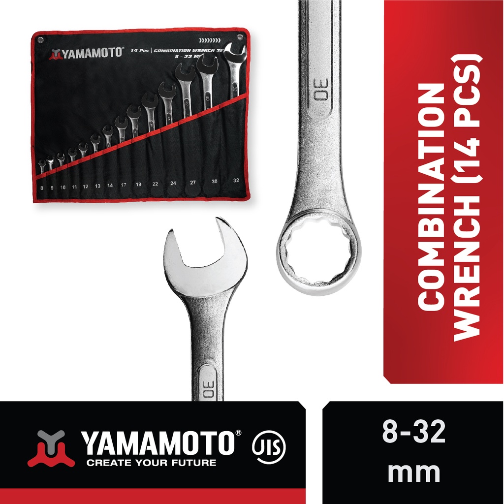 YAMAMOTO Kunci Ring Pas Set / Set Combination Wrench / 14 pcs (8-32mm)