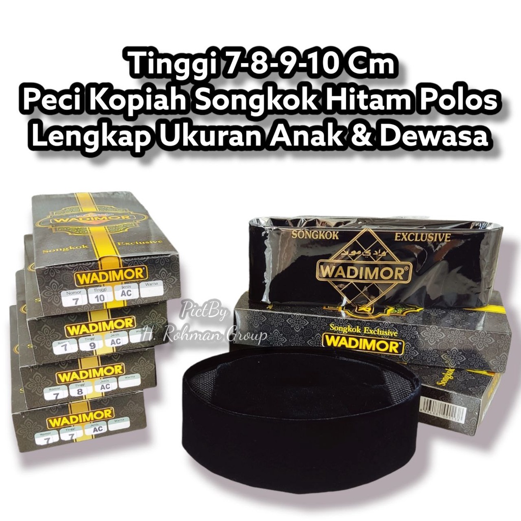 peci kopiah Wadimor Tinggi 7-8-9-10 kopiah kopeah kopyah Hitam Polos Ac Original hitam polos ac