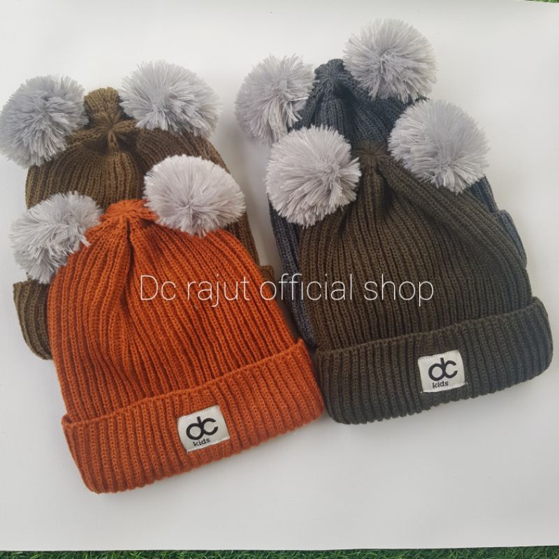 Topi Rajut Anak Pompom Kupluk Rajut Anak Bayi Pompom-1