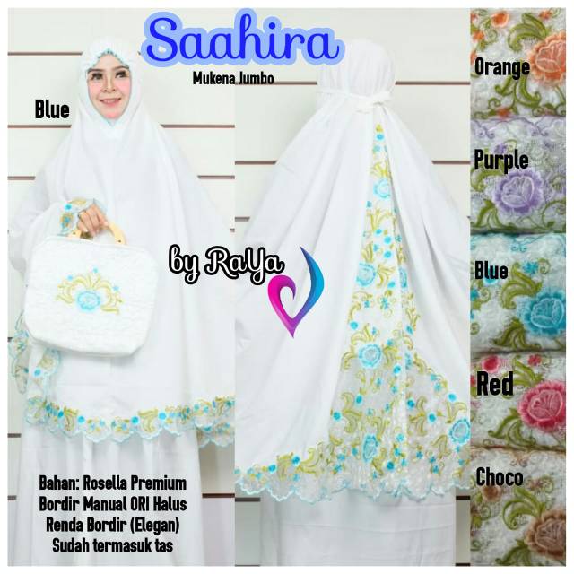 Mukena jumbo SAAHIRA bordir manual cantik renda import brukat Tasikmalaya oleh oleh haji umroh