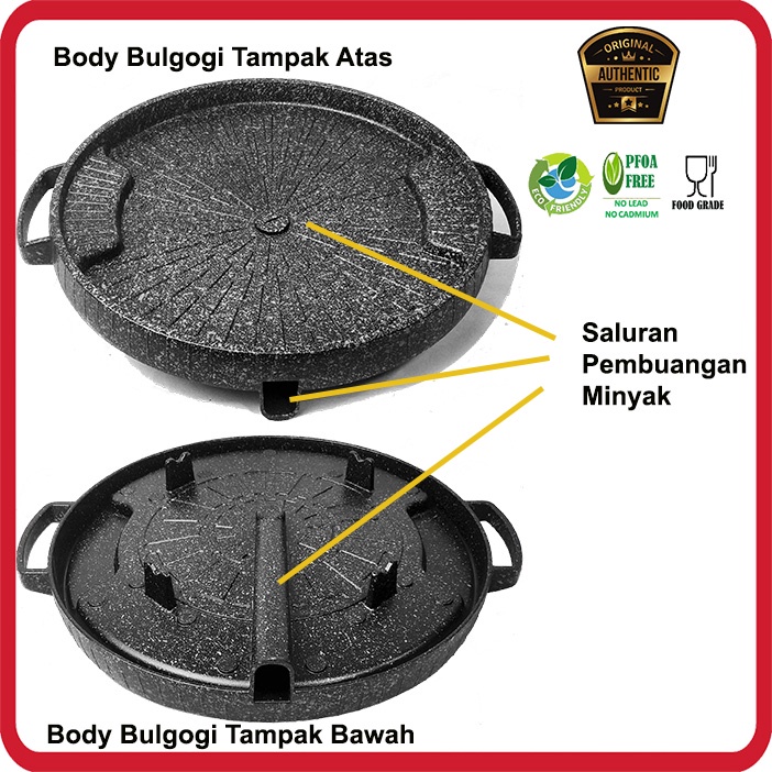 Bulgogi Pan MOEGEN 32cm Grill Panggangan BBQ Tanpa Tutup Kaca