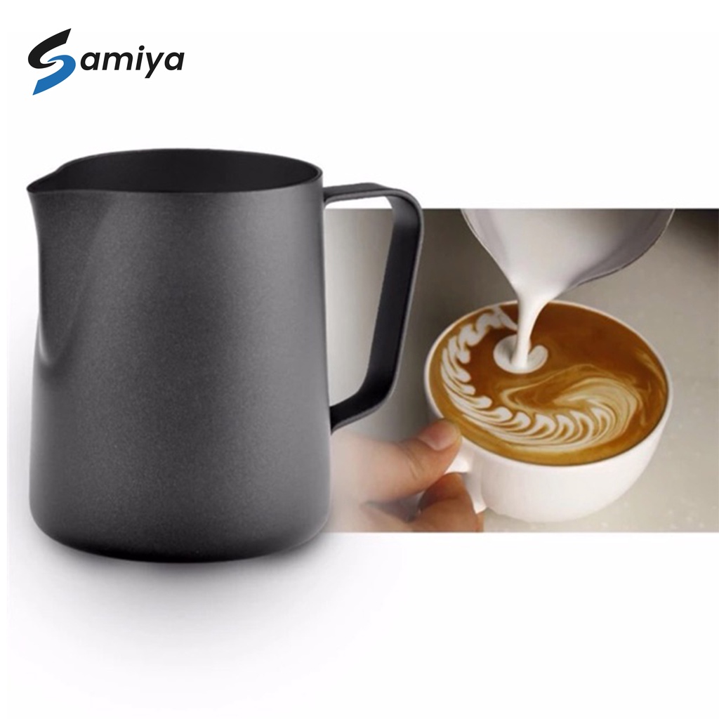 milk jug teflon 600ml / latte art / milk frother / pitcher susu / milk jug hitam / tempat susu