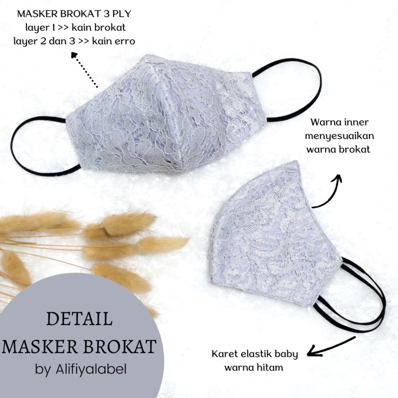 MASKER BROKAT EARLOOP 3 PLY / MASKER KAIN BROKAT / MASKER BRUKAT by Alifiyalabel