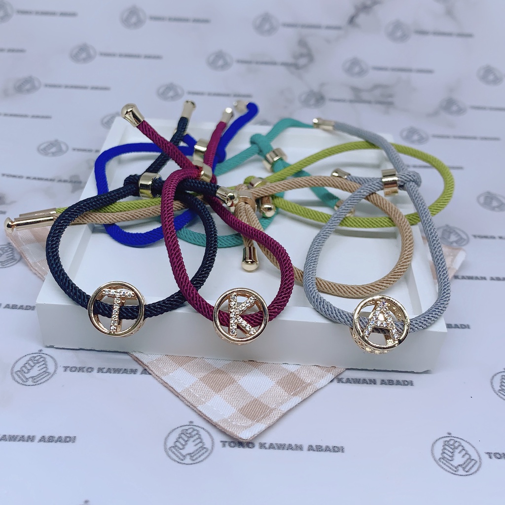 Gelang Tangan Canvas Liontin Inisial Huruf Xuping Gold *75