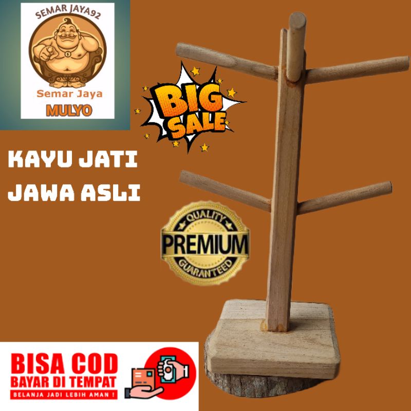 SPESIAL PROMO GANTUNGAN CANTOLAN  HOLDER RAK MUG CANGKIR GELAS DARI JATI JAWA