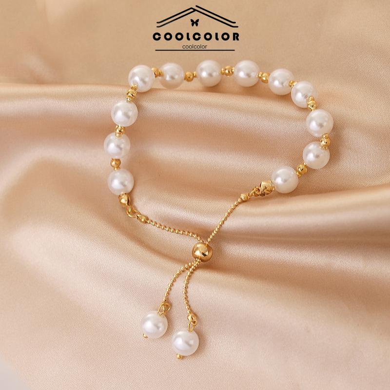 COD❤️Gelang Mutiara Bergaya Sederhana Dan Elegan Disesuaikan Korea Ikatan Simpul Hadiah Aksesoris Wanita Perhiasan Fashion Simple Murah