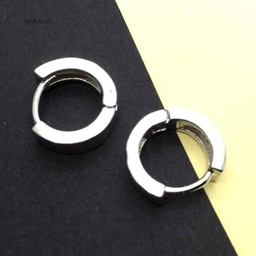 Anting Bulat huggie Lapis Silver untuk Pria / Wanita