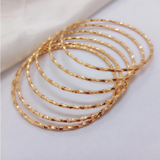 M61632 Gelang Keroncong Isi 6pcs Ukir Lilit Lapis Emas