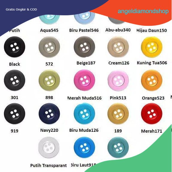 ISI 144 PCS DIAMETER 14 MM KANCING JAS - KANCING DINAS - KANCING Kemeja GEPENG LUBANG 4