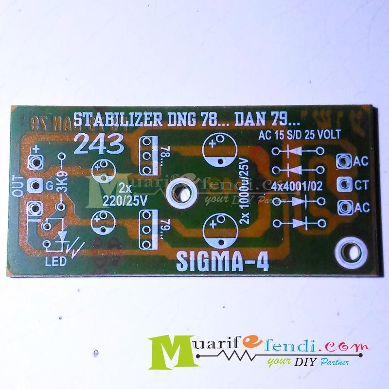 PCB Stabilizer Tegangan Power Supply CT Menggunakan IC reg 78 dan 79
