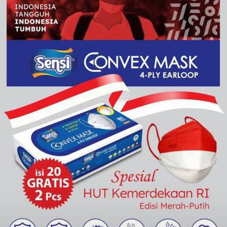 ( BISA COD ) sensi convex mask 4ply earloop isi 22 spesial kemerdekaan merah putih EKSLUSIF [Kode