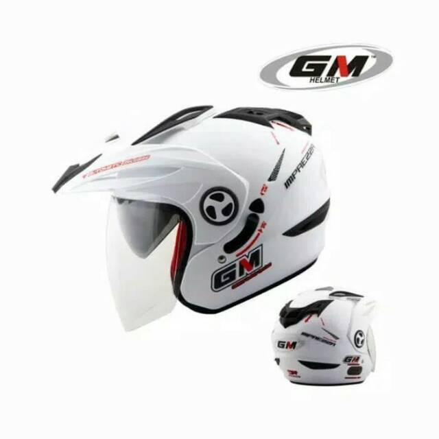 HELM GM NEW IMPREZZA SOLID DOUBLE VISOR PUTIH,  HITAM, MERAH