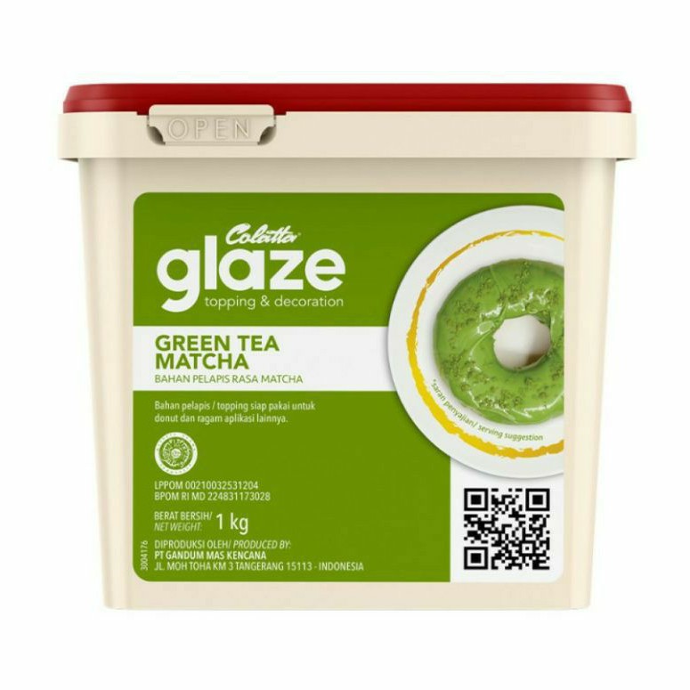 Colatta Glaze Greentea Matcha 1 kg Pail Teh Hijau Green Tea Topping Spread Bahan Kue Makassar Halal