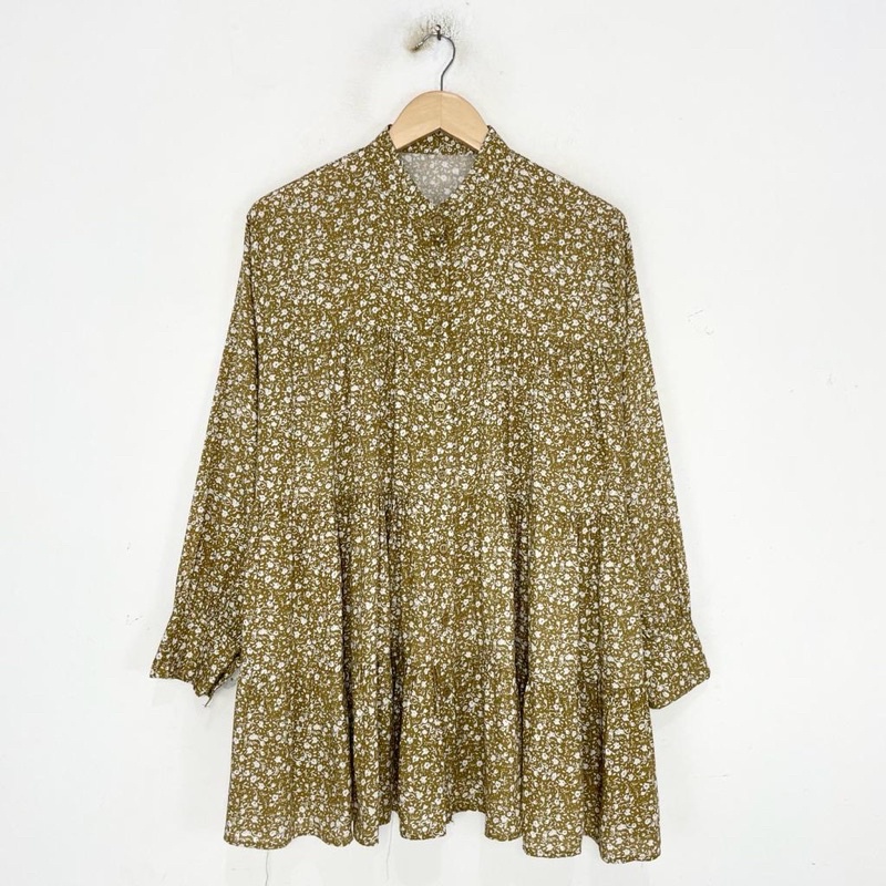 Kemeja Wanita Casual Lengan Panjang Model Longgar Versi Korea Motif / kemeja fazza fashion-Foto 8