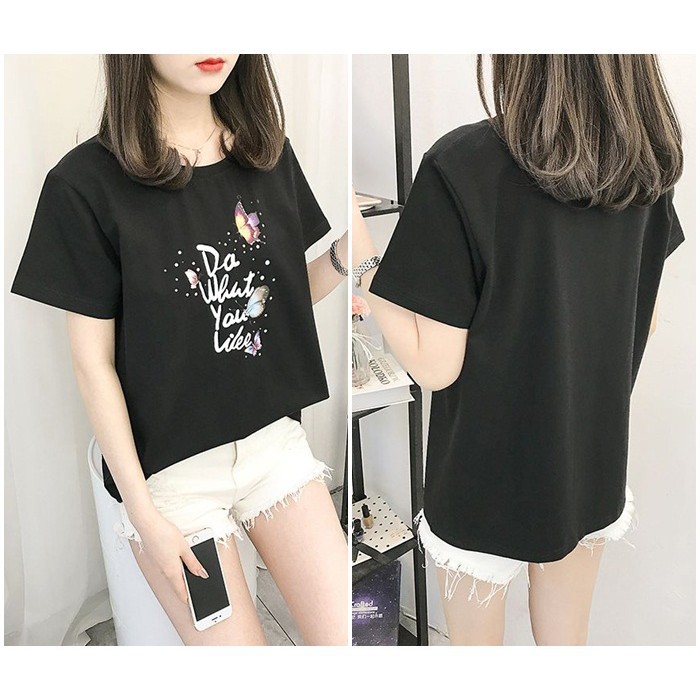 [baju wanita korea]  Baju Atasan Kaos Wanita Korea Import Hitam Putih Pink