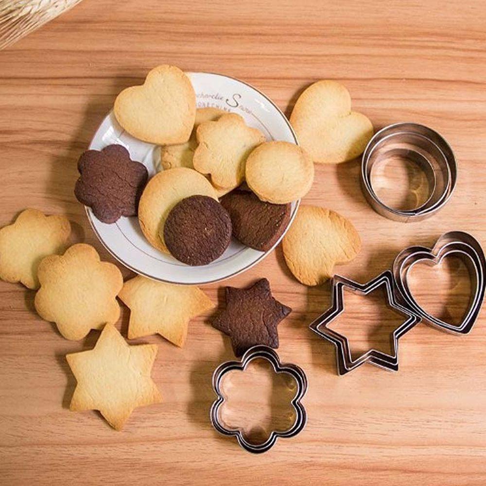 [Elegan] Cetakan Biskuit Stainless Steel Telur Goreng Bentuk Hati &amp; Bintang Fondant Tools Cutter Pastry Cookie Cutter