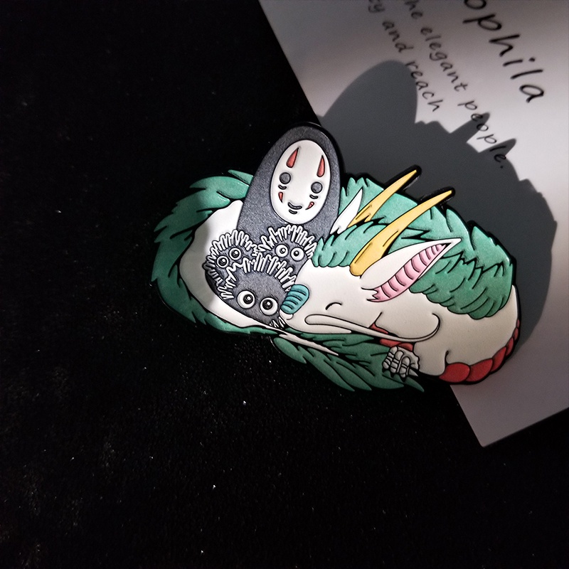 Cartoon Anime Brooch Spirited Away White Dragon Enamel Pin Cute Little Coal Jersey Collar Pin Clothing Decoration