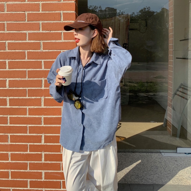 Blouse Wanita Oversize Kemeja Casual Import Atasan Wanita Terbaru Korean Retro Style