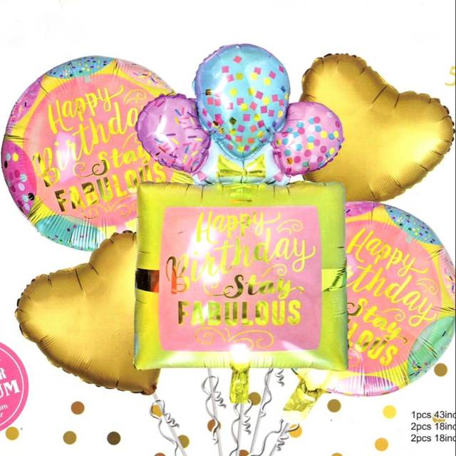 Balon foil happy birthday fabolous set isi 5