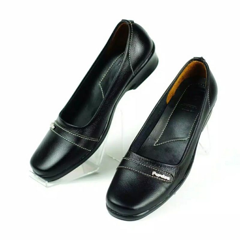 SEPATU PANTOPEL WANITA WEDGES WANITA HAK PENDEK KULIT ASLI