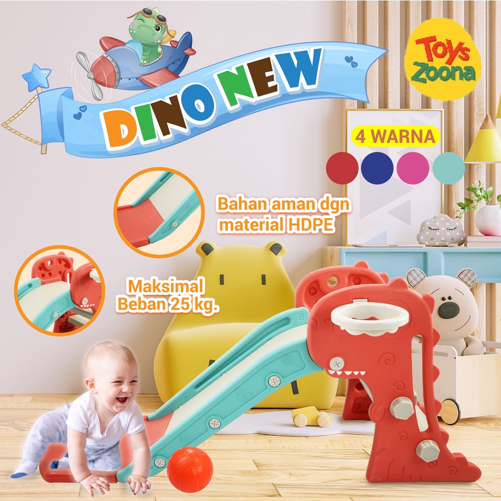 ToysZoona Perosotan Dino Kepala Gedhe (Dino New) / Perosotan Dino Lipat / Foldable Dino Slides / Perosotan Kisubo / Perosotan / Mainan Perosotan / Mainan Dino / Slider Dino New