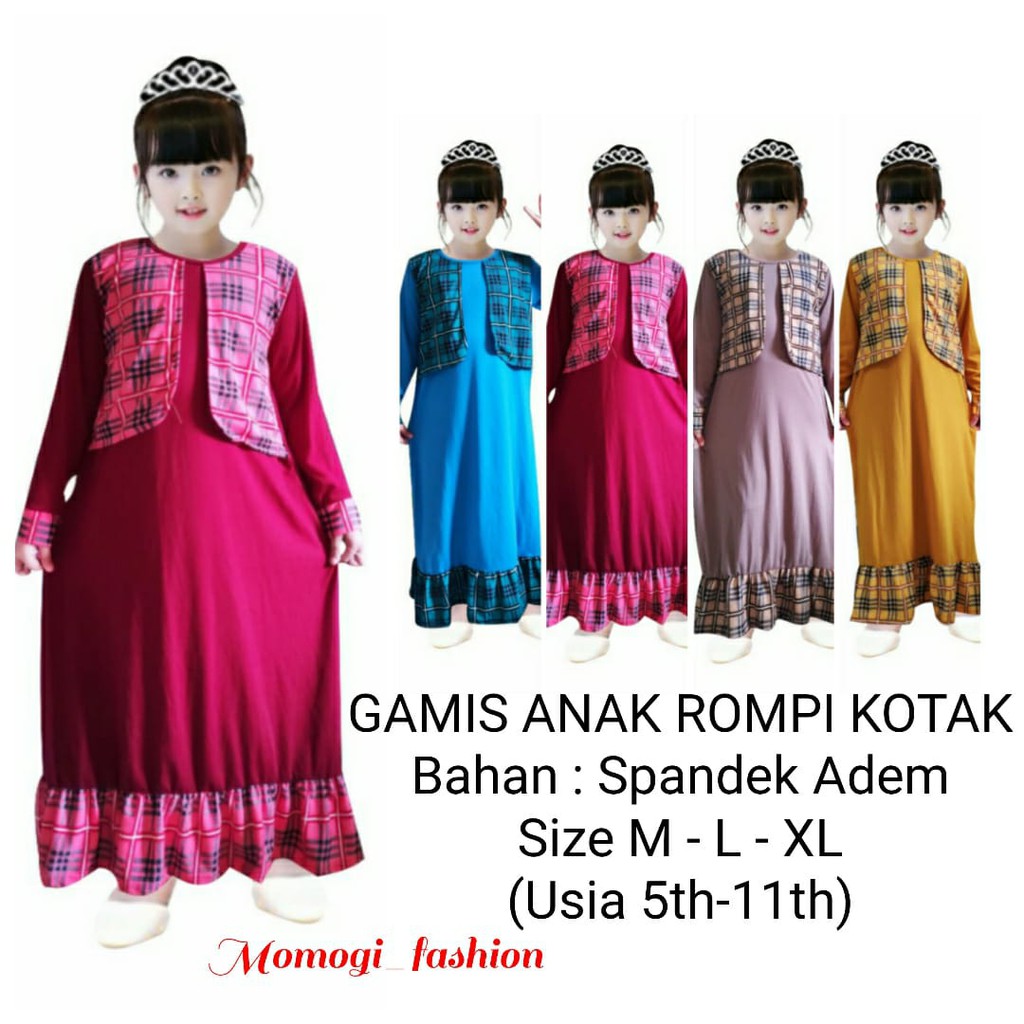 MOMOGI- GAMIS ANAK ROMPI KOTAK / Usia 5th-11th