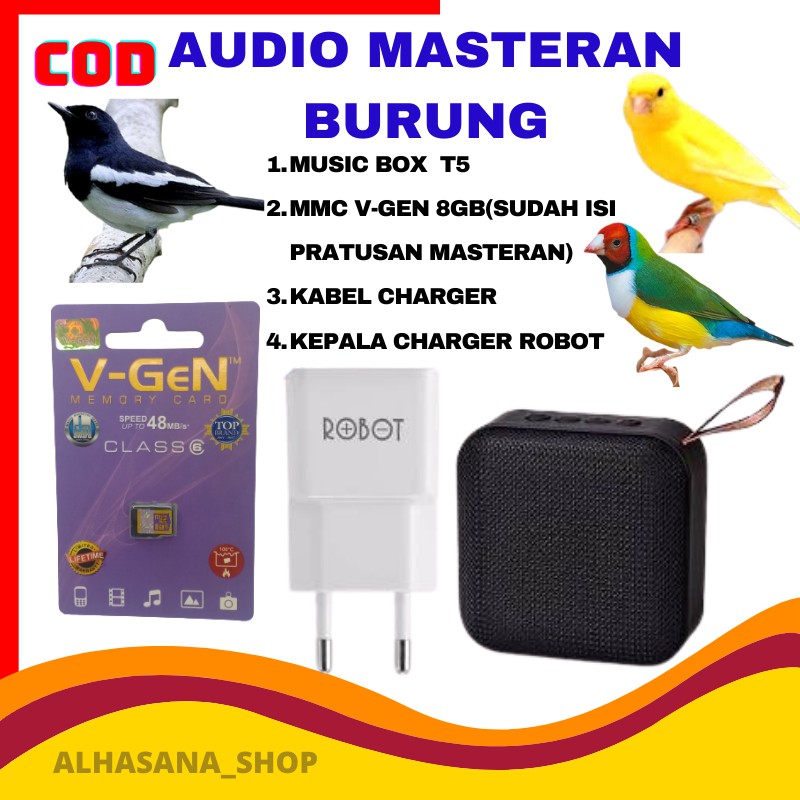 PAKET MASTERAN BURUNG KICAU FULL/AUDIO MASTERAN BURUNG MP3 MEMORY CARD 8GB V-GEN/KEPALA CHARGER